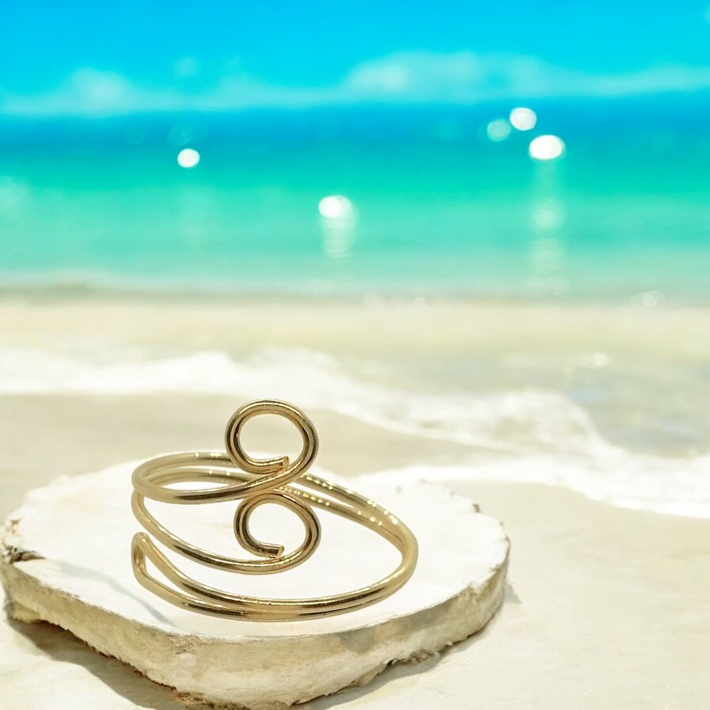 14K Gold Filled or Sterling Silver Swirl Toe Ring - Adjustable