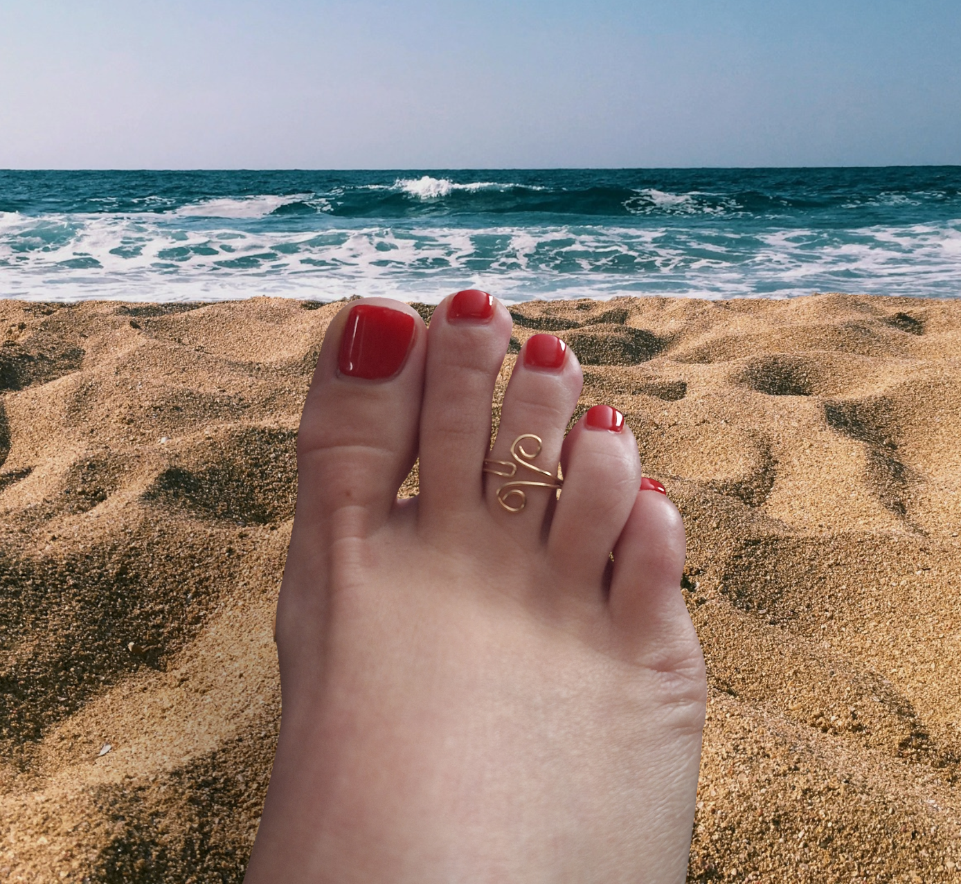 Toe Ring - 14 k Gold Filled or Sterling Silver - Adjustable