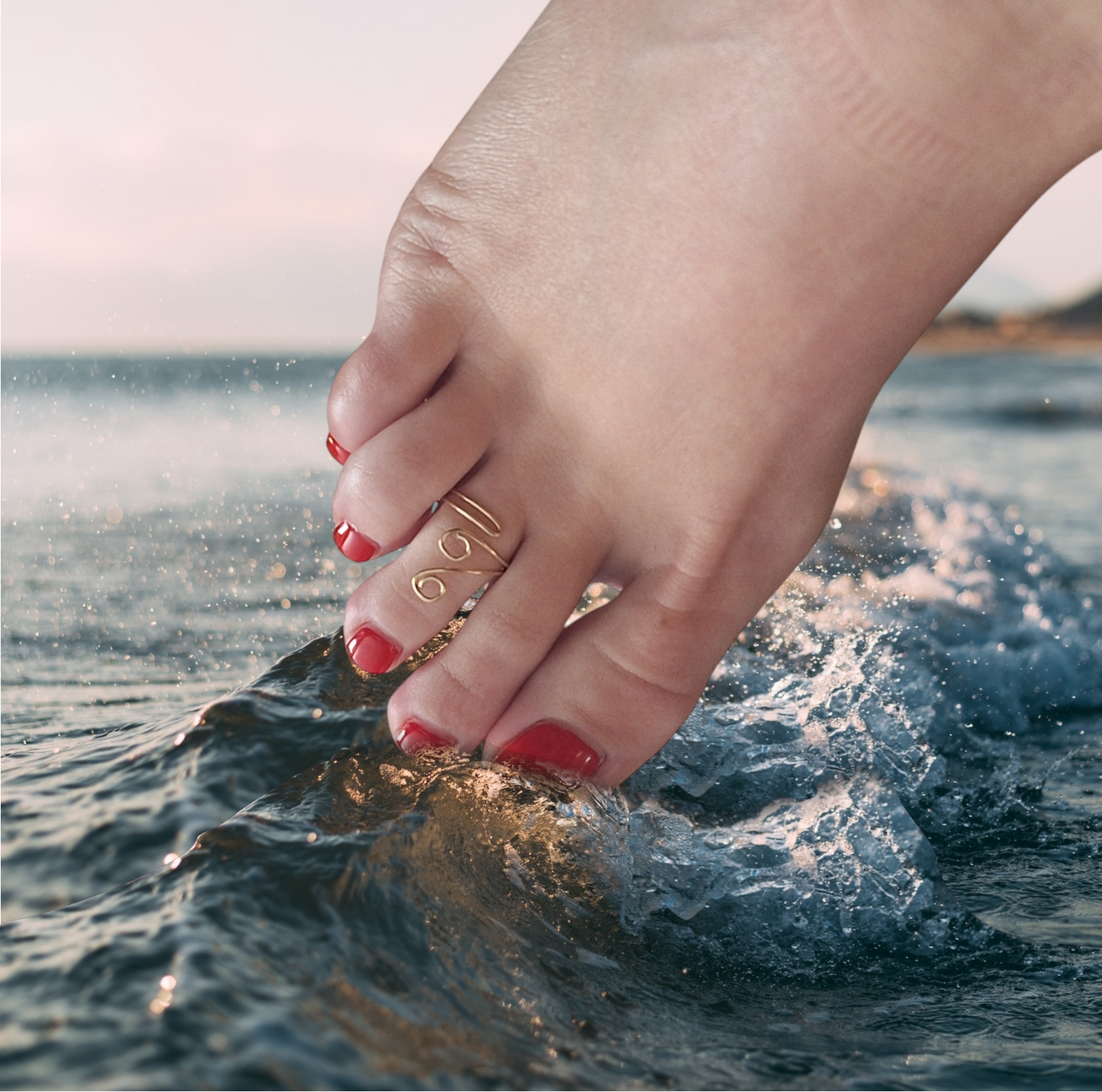 14K Gold Filled or Sterling Silver Swirl Toe Ring - Adjustable