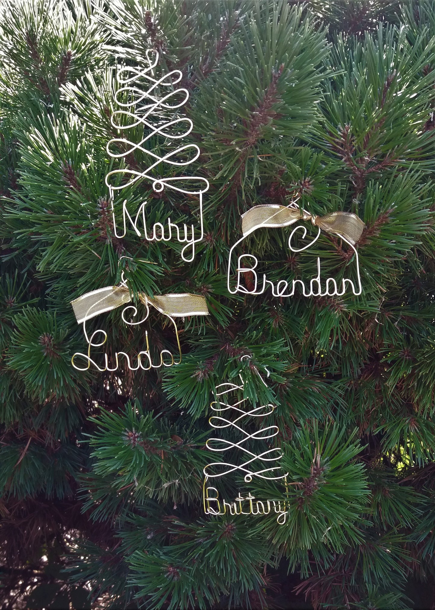 Personalized Christmas Ornament, Gold ANY NAME Designed - Handcrafted