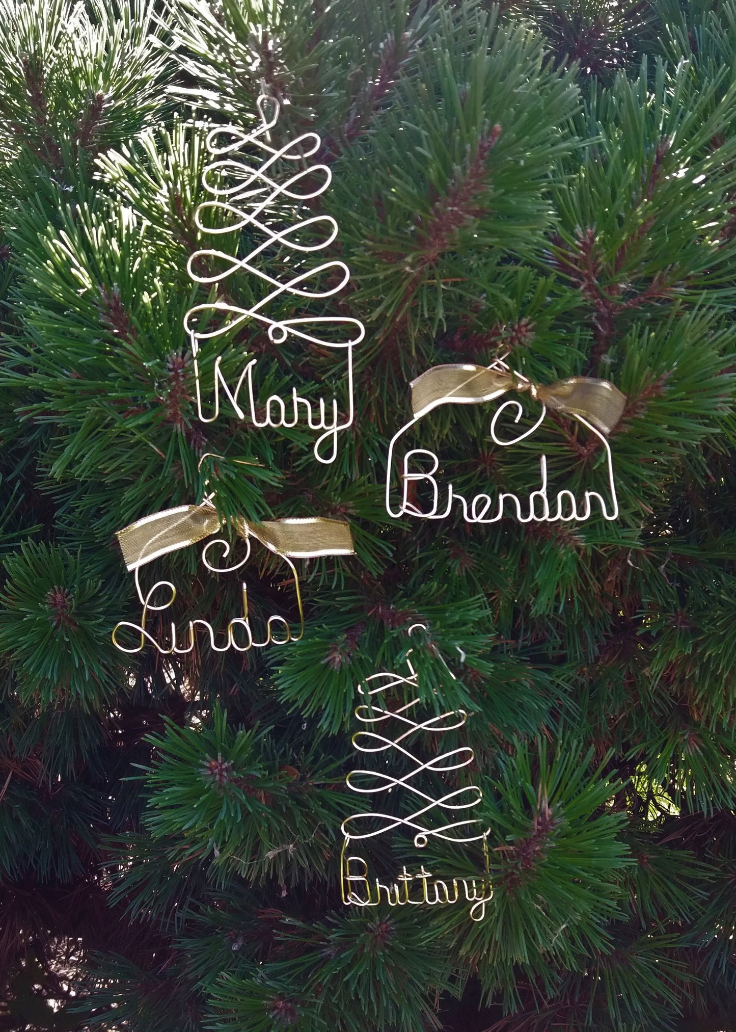 Personalized Christmas Ornament Tree, Gold ANY NAME Designed