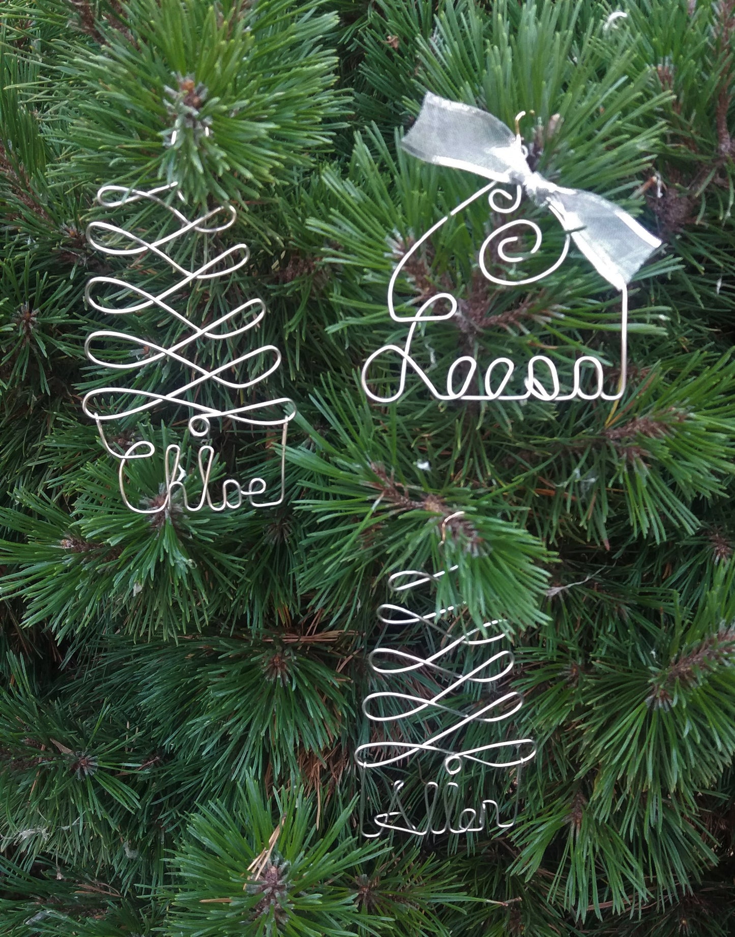 Personalized Christmas Ornament, Silver ANY NAME Designed - Handcrafted