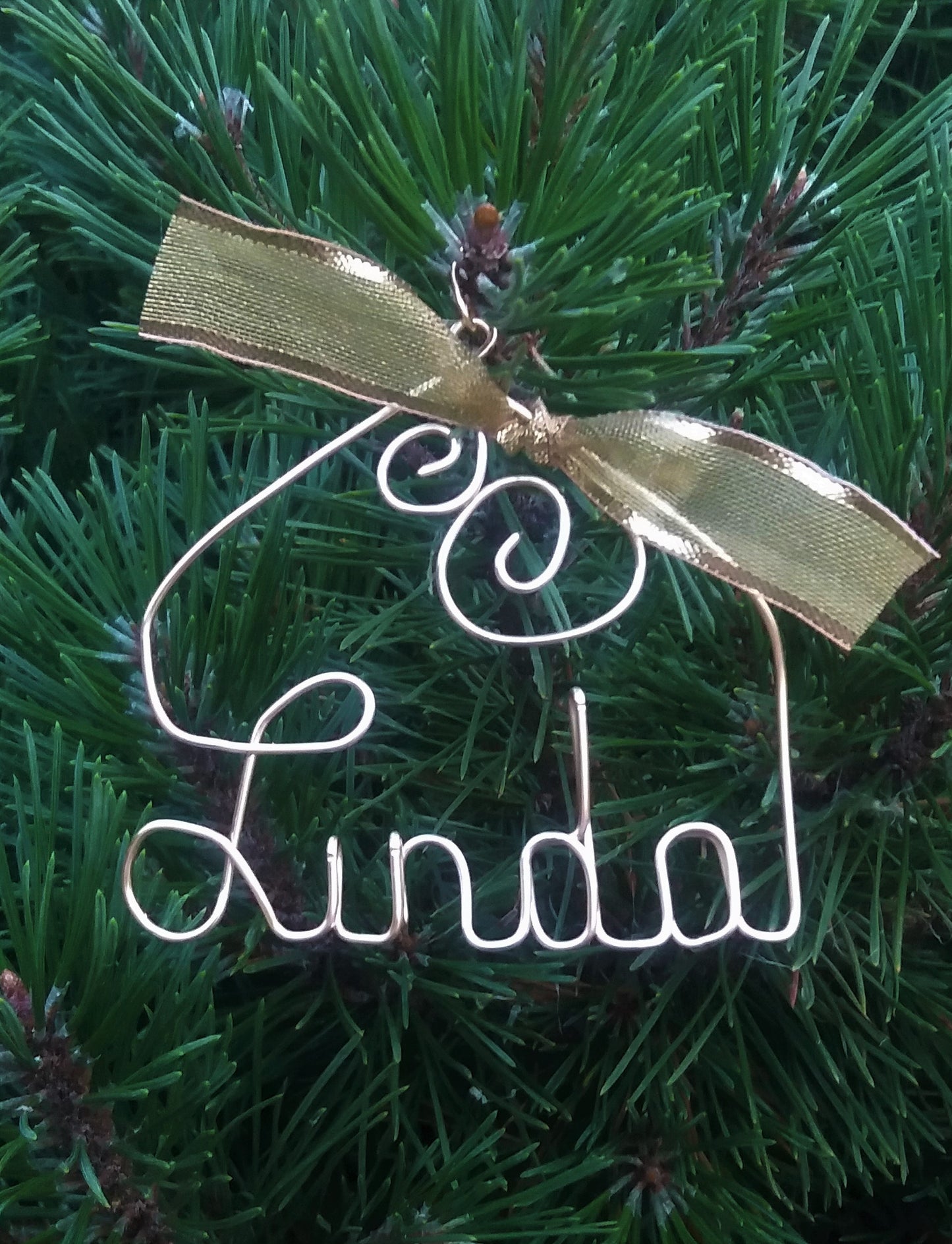 Personalized Christmas Ornament, Gold ANY NAME Designed - Handcrafted