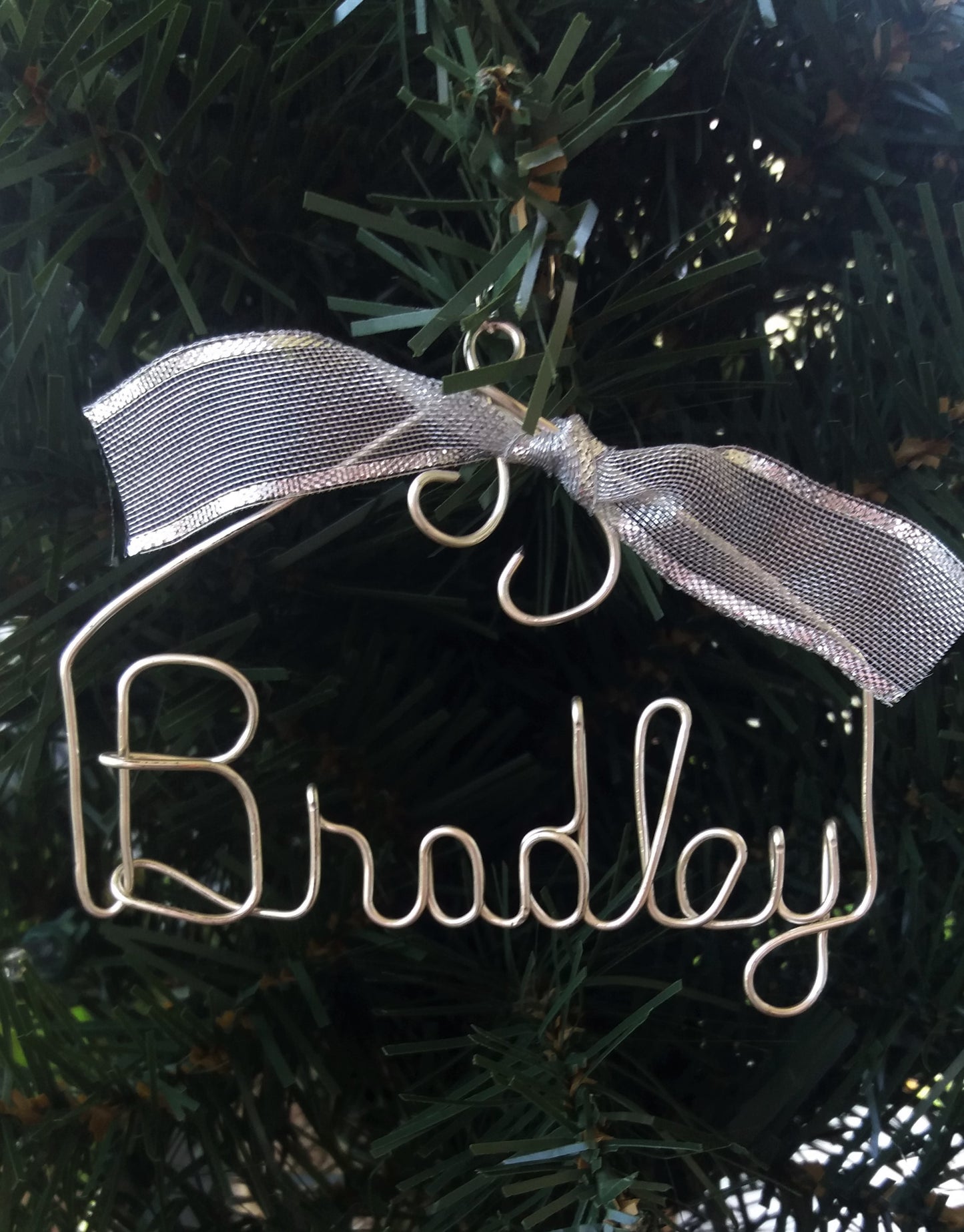 Personalized Christmas Ornament, Silver ANY NAME Designed - Handcrafted