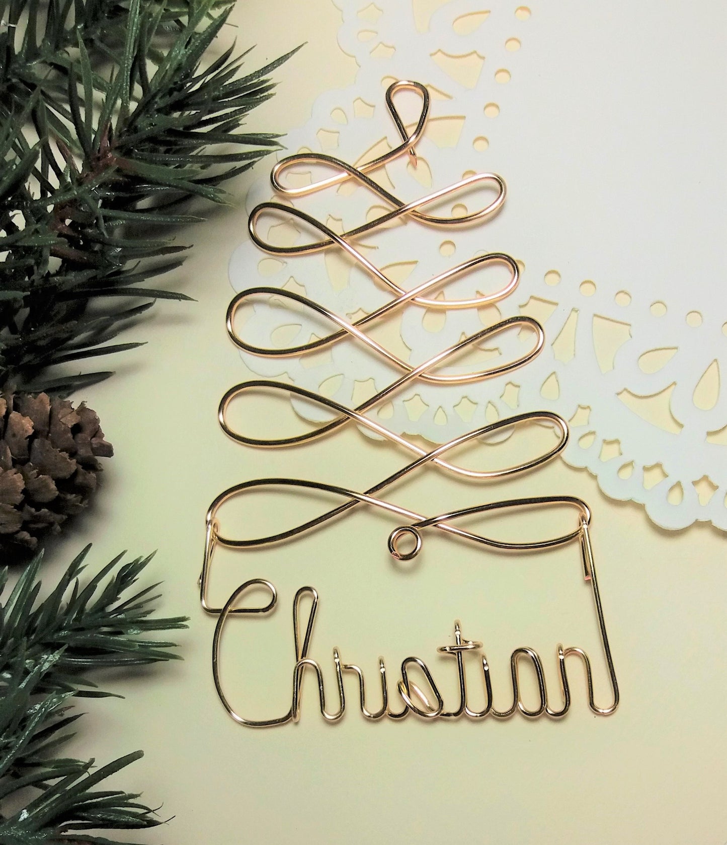 Personalized Christmas Ornament Tree, Gold ANY NAME Designed