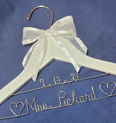 Personalized Bridal Dress Hangers - Custom Wedding hanger in Dark or White Wood