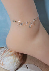 Name Anklet - Anklet Bracelet Personalized Wire Names Sterling Silver or 14 kt. Gold Filled