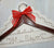 Bride Wedding Dress Hanger Personalized with Wedding Date - Choice of 12 bow colors - Name Silver Wire Wrap - Dark Wood Hanger with notches Bridal
