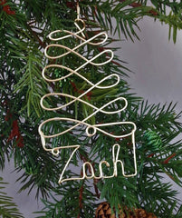 Personalized Christmas Ornament Tree, Gold ANY NAME Designed