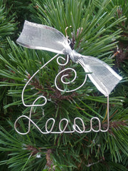 Personalized Christmas Ornament, Silver ANY NAME Designed - Handcrafted