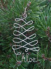 Name - Personalized Christmas Ornament Tree, Silver ANY NAME Designed
